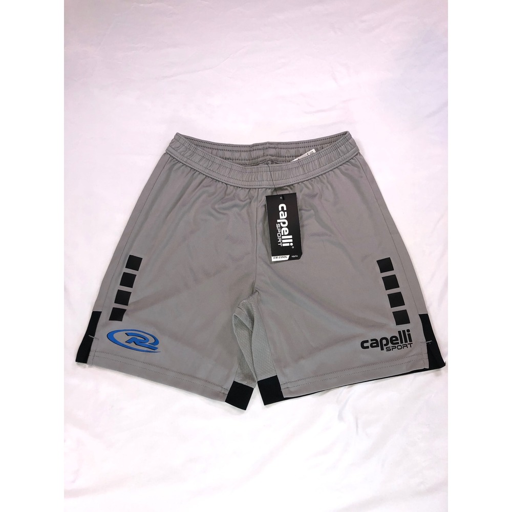 Capelli Sport Youth Shorts Grey Black CS-COOL Rush Soccer AGA-8138RS Size 8